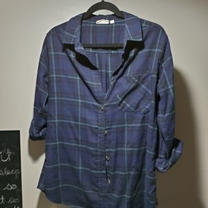 Blue & Green Flannel Womens Large